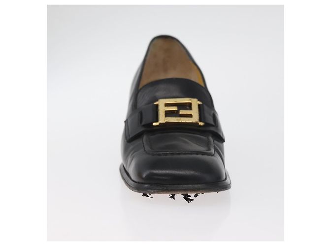 Mocassini FENDI in pelle 36 1/2 Nero Auth 179329 - vista 11