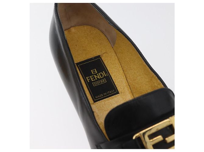 Mocassini FENDI in pelle 36 1/2 Nero Auth 179329 - vista 14