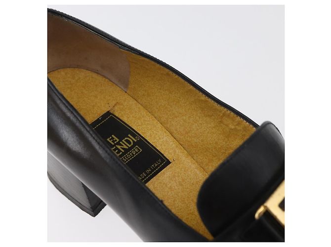 Mocassini FENDI in pelle 36 1/2 Nero Auth 179329 - vista 15