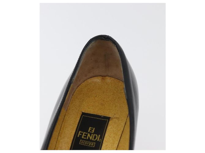 Mocassini FENDI in pelle 36 1/2 Nero Auth 179329 - vista 17