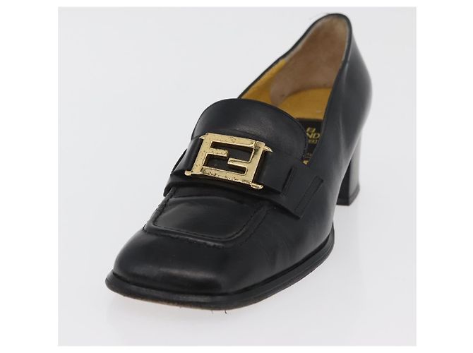 Mocassini FENDI in pelle 36 1/2 Nero Auth 179329 - vista 19