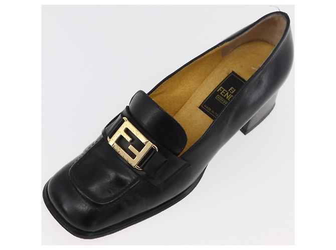 Mocassini FENDI in pelle 36 1/2 Nero Auth 179329 - vista 23