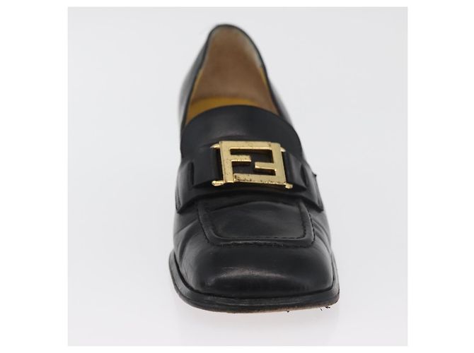 Mocassini FENDI in pelle 36 1/2 Nero Auth 179329 - vista 28