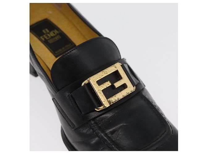 Mocassini FENDI in pelle 36 1/2 Nero Auth 179329 - vista 30
