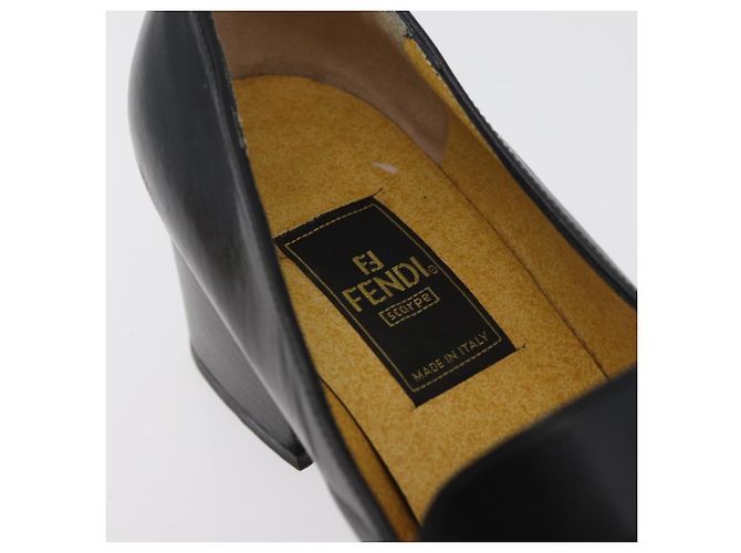 Mocassini FENDI in pelle 36 1/2 Nero Auth 179329 - vista 31