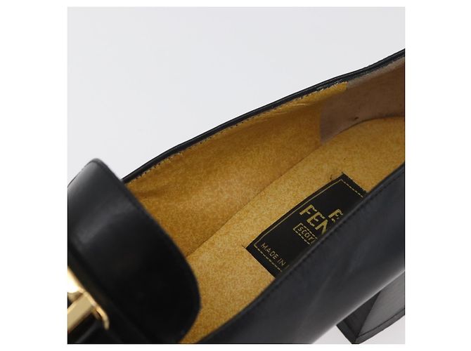 Mocassini FENDI in pelle 36 1/2 Nero Auth 179329 - vista 33