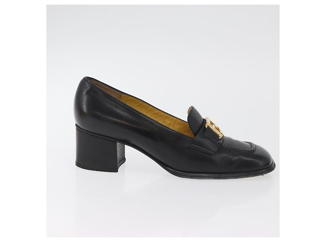 Mocassini FENDI in pelle 36 1/2 Nero Auth 179329 - vista 4