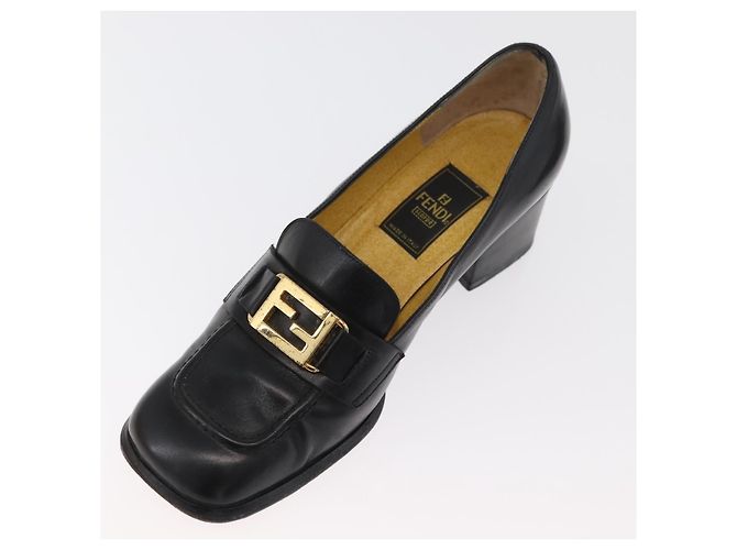 Mocassini FENDI in pelle 36 1/2 Nero Auth 179329 - vista 6