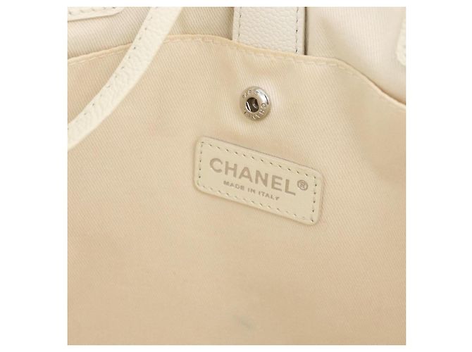 Borsa Tote CHANEL in tela Bianco Argento CC Auth BA12904A - vista 10