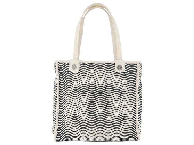 Borsa Tote CHANEL in tela Bianco Argento CC Auth BA12904A - vista 13