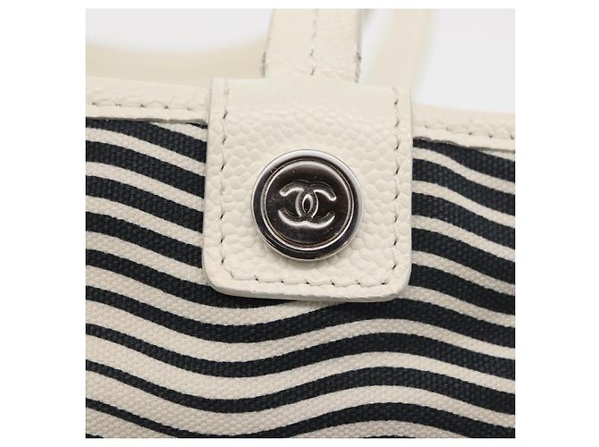 Borsa Tote CHANEL in tela Bianco Argento CC Auth BA12904A - vista 17