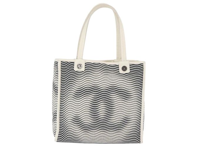 Borsa Tote CHANEL in tela Bianco Argento CC Auth BA12904A - vista 2