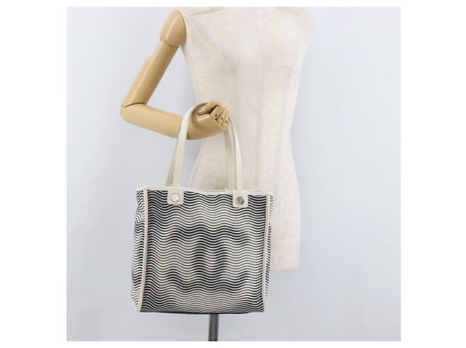 Borsa Tote CHANEL in tela Bianco Argento CC Auth BA12904A - vista 21