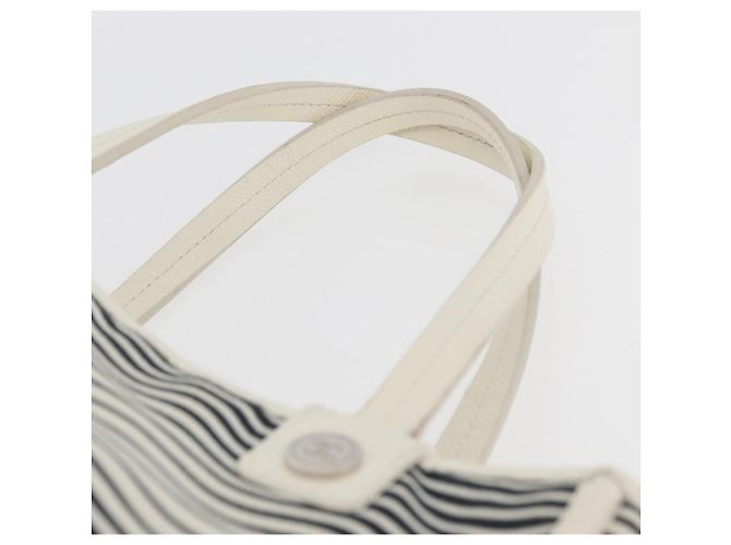 Borsa Tote CHANEL in tela Bianco Argento CC Auth BA12904A - vista 8