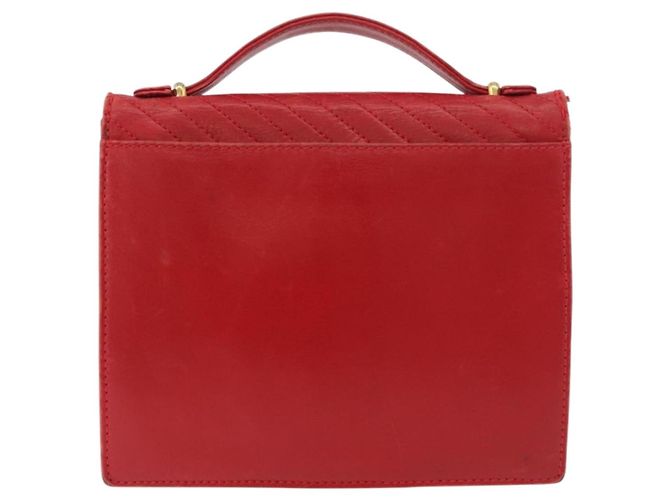 Céline Borsa a Spalla con Catena CELINE in Pelle 2way Rosso Oro Auth BA13005 D'oro - vista 2