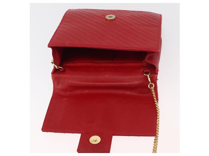 Céline Borsa a Spalla con Catena CELINE in Pelle 2way Rosso Oro Auth BA13005 D'oro - vista 20