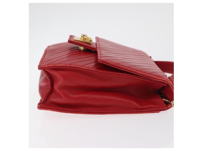 Céline Borsa a Spalla con Catena CELINE in Pelle 2way Rosso Oro Auth BA13005 D'oro - vista 3