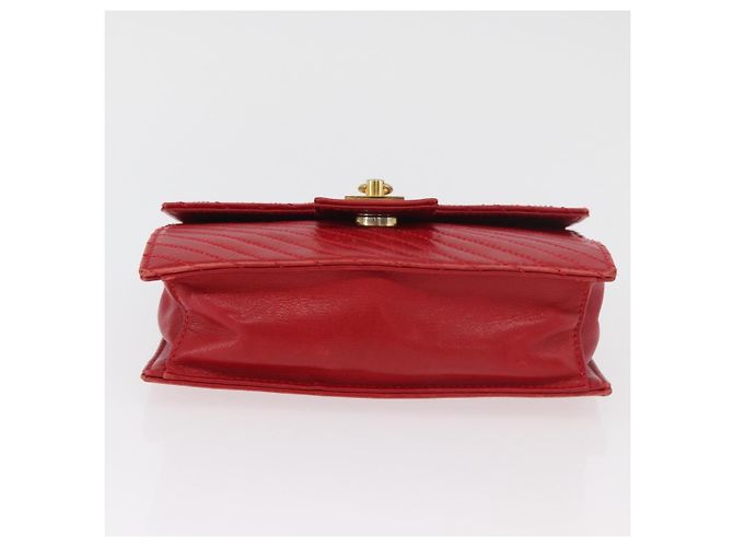 Céline Borsa a Spalla con Catena CELINE in Pelle 2way Rosso Oro Auth BA13005 D'oro - vista 5