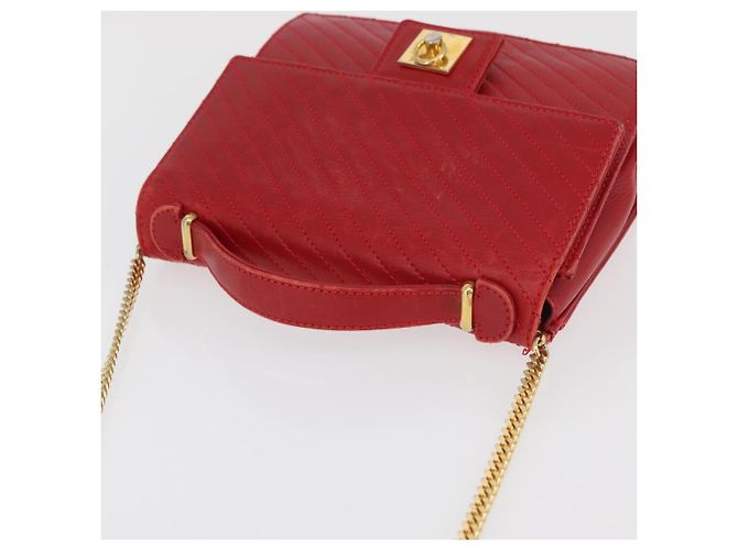 Céline Borsa a Spalla con Catena CELINE in Pelle 2way Rosso Oro Auth BA13005 D'oro - vista 6