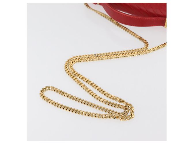 Céline Borsa a Spalla con Catena CELINE in Pelle 2way Rosso Oro Auth BA13005 D'oro - vista 8