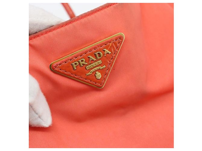 Borsa Tote PRADA Nylon Arancione Oro Auth 181129 D'oro - vista 17