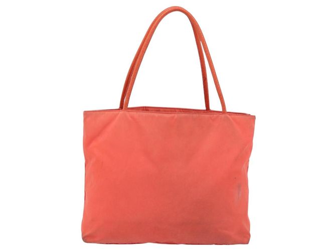 Borsa Tote PRADA Nylon Arancione Oro Auth 181129 D'oro - vista 2