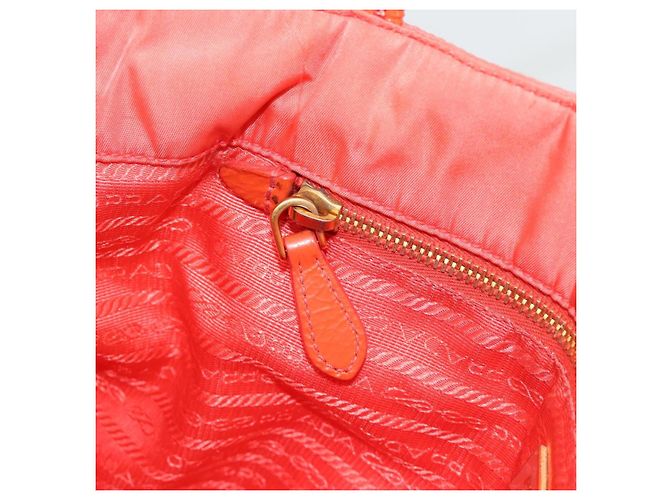 Borsa Tote PRADA Nylon Arancione Oro Auth 181129 D'oro - vista 20