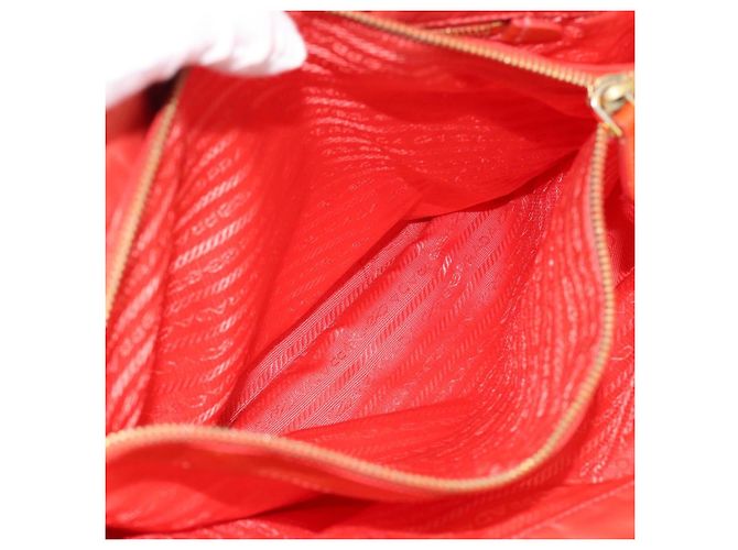 Borsa Tote PRADA Nylon Arancione Oro Auth 181129 D'oro - vista 23