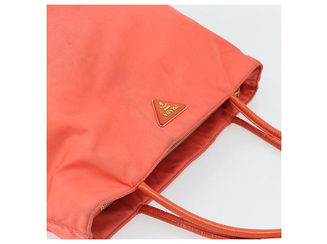 Borsa Tote PRADA Nylon Arancione Oro Auth 181129 D'oro - vista 6