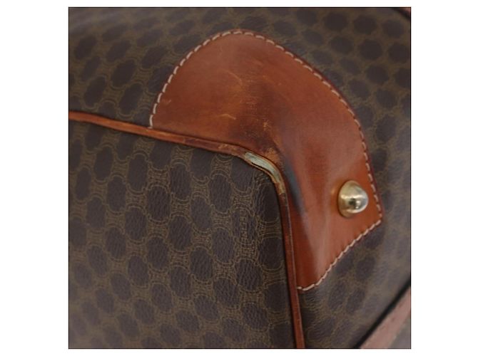 Céline Borsa Boston CELINE in tela Macadam PVC Pelle Marrone Oro Auth 180637 D'oro - vista 10