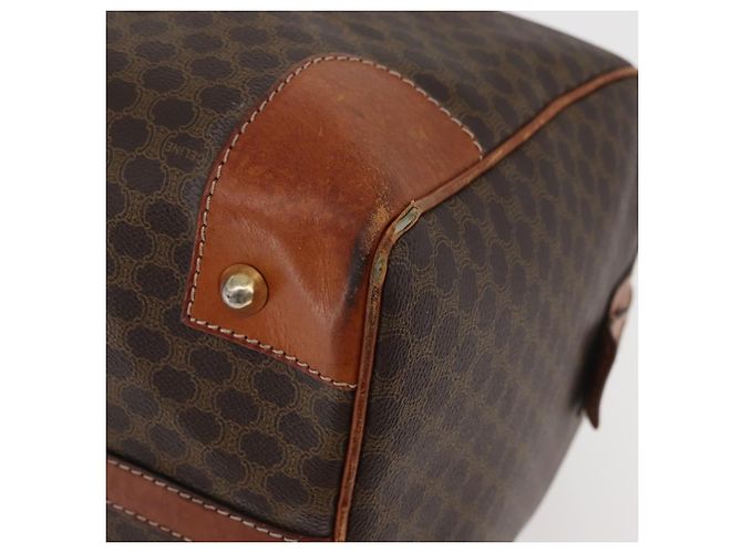 Céline Borsa Boston CELINE in tela Macadam PVC Pelle Marrone Oro Auth 180637 D'oro - vista 14