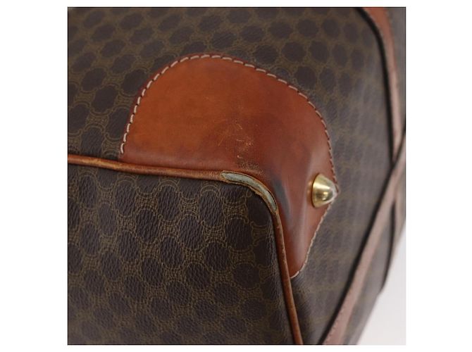 Céline Borsa Boston CELINE in tela Macadam PVC Pelle Marrone Oro Auth 180637 D'oro - vista 15