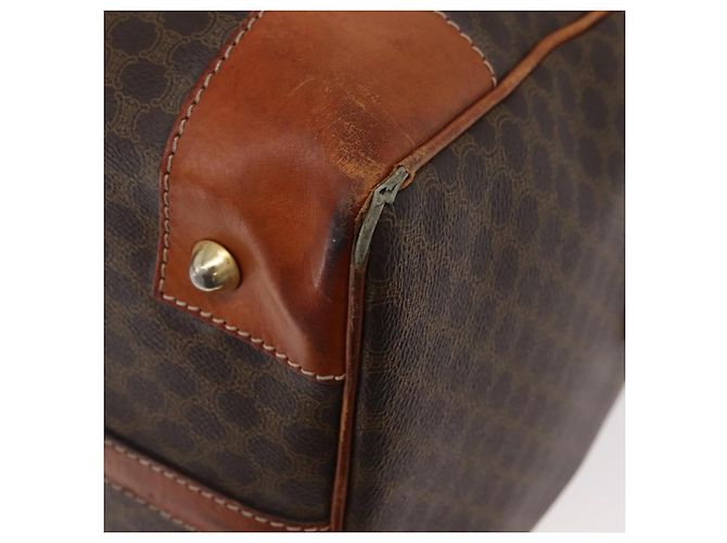 Céline Borsa Boston CELINE in tela Macadam PVC Pelle Marrone Oro Auth 180637 D'oro - vista 16