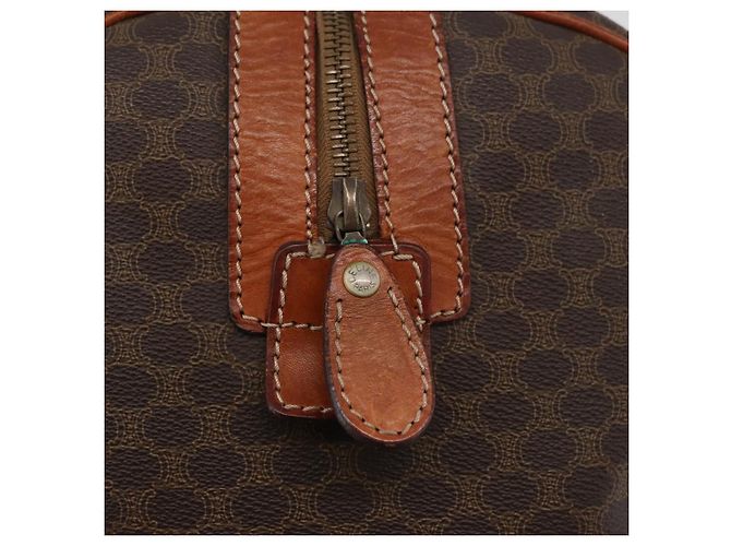 Céline Borsa Boston CELINE in tela Macadam PVC Pelle Marrone Oro Auth 180637 D'oro - vista 17