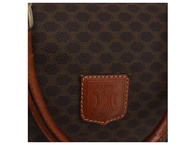 Céline Borsa Boston CELINE in tela Macadam PVC Pelle Marrone Oro Auth 180637 D'oro - vista 18