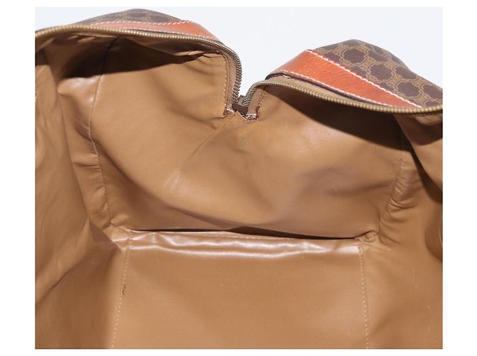 Céline Borsa Boston CELINE in tela Macadam PVC Pelle Marrone Oro Auth 180637 D'oro - vista 20