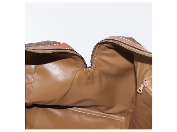 Céline Borsa Boston CELINE in tela Macadam PVC Pelle Marrone Oro Auth 180637 D'oro - vista 21