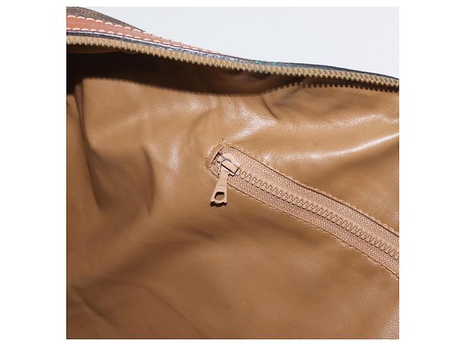 Céline Borsa Boston CELINE in tela Macadam PVC Pelle Marrone Oro Auth 180637 D'oro - vista 22