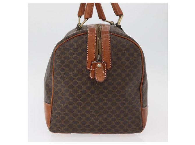 Céline Borsa Boston CELINE in tela Macadam PVC Pelle Marrone Oro Auth 180637 D'oro - vista 5