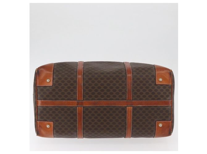 Céline Borsa Boston CELINE in tela Macadam PVC Pelle Marrone Oro Auth 180637 D'oro - vista 6