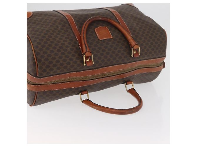 Céline Borsa Boston CELINE in tela Macadam PVC Pelle Marrone Oro Auth 180637 D'oro - vista 7
