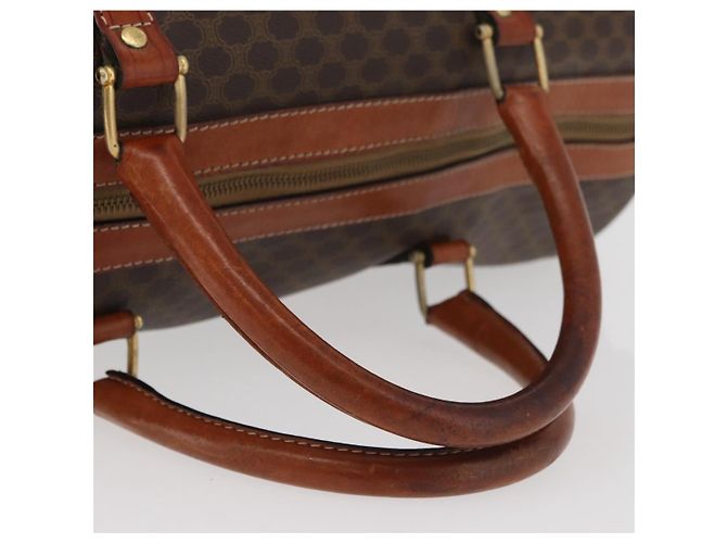 Céline Borsa Boston CELINE in tela Macadam PVC Pelle Marrone Oro Auth 180637 D'oro - vista 8