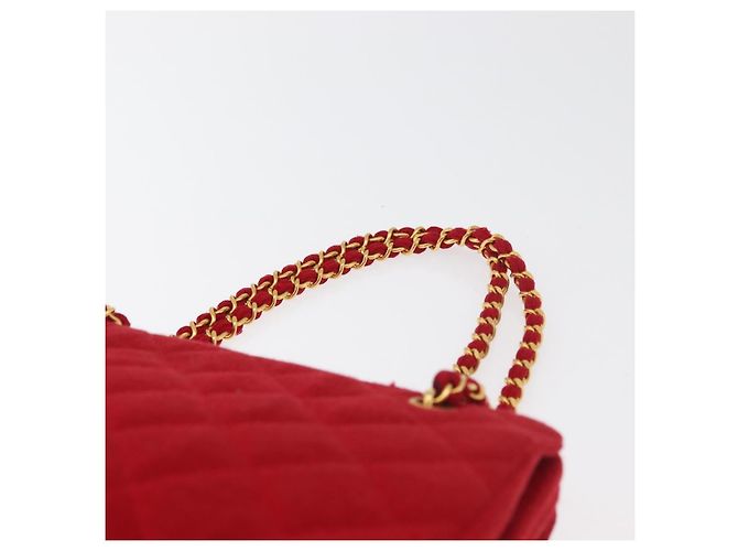 CHANEL Matelasse Chain Shoulder Bag Cotton Red Gold CC Auth 179799 Rosso D'oro - vista 14