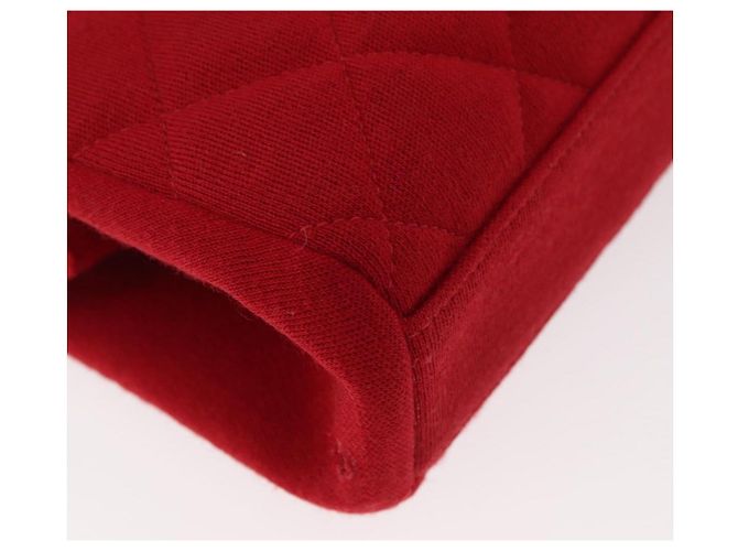 CHANEL Matelasse Chain Shoulder Bag Cotton Red Gold CC Auth 179799 Rosso D'oro - vista 17