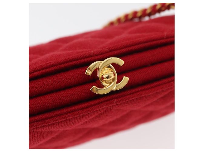 CHANEL Matelasse Chain Shoulder Bag Cotton Red Gold CC Auth 179799 Rosso D'oro - vista 19
