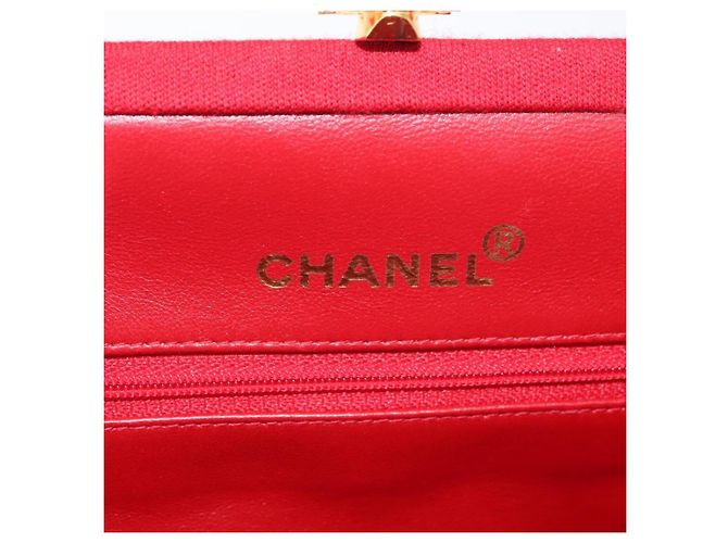 CHANEL Matelasse Chain Shoulder Bag Cotton Red Gold CC Auth 179799 Rosso D'oro - vista 20