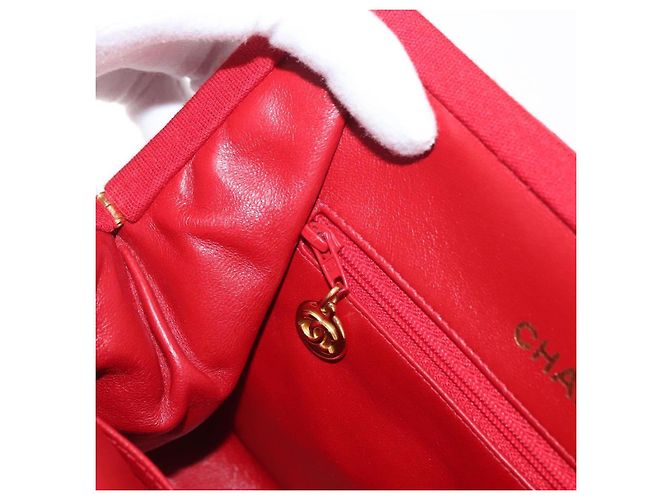 CHANEL Matelasse Chain Shoulder Bag Cotton Red Gold CC Auth 179799 Rosso D'oro - vista 23