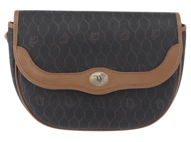 Borsa a tracolla Christian Dior Honeycomb Canvas PVC Nero Oro Auth BA12686 D'oro - vista 13