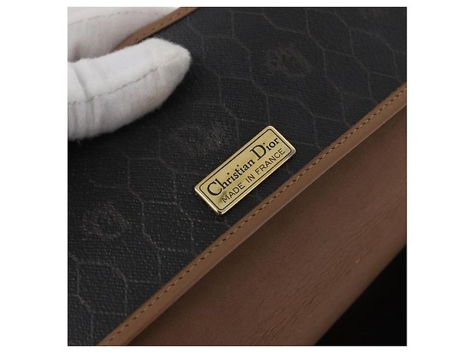 Borsa a tracolla Christian Dior Honeycomb Canvas PVC Nero Oro Auth BA12686 D'oro - vista 18