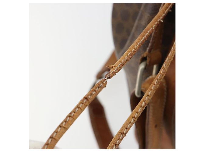 Céline Borsa a tracolla CELINE Macadam Canvas PVC Pelle Marrone Oro Auth 180643 D'oro - vista 10